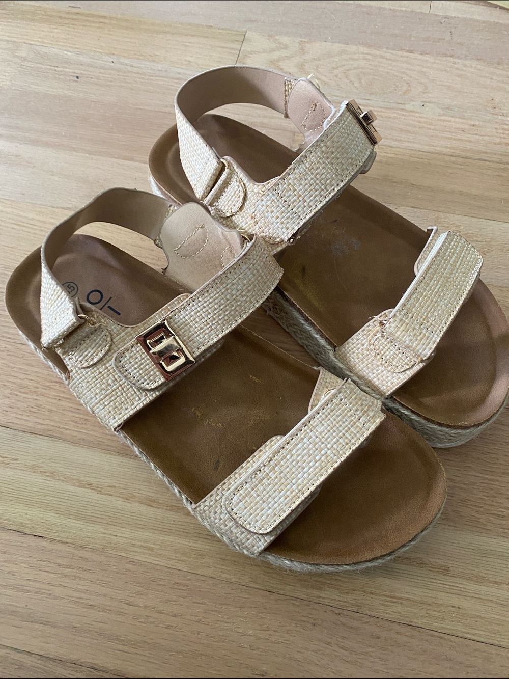 Yoki Chiara 20 Platform Espadrille Double Strap Sandals Raffia Size US8.5 EU39
